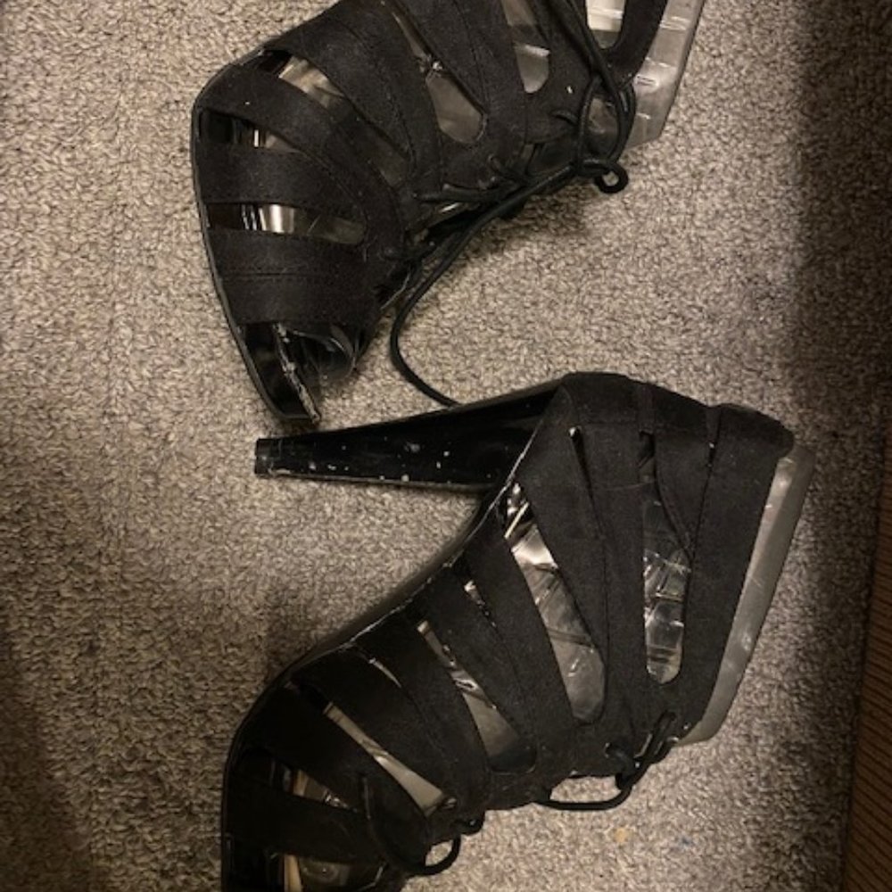 Lace up Black Heels size 10
